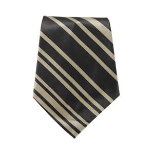 Designer Mens Striped Print Classic Tie Brown